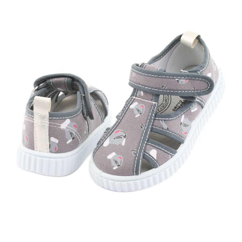 Pantofi pentru copii gri American Club cu velcro TEN 27/19 alb 3