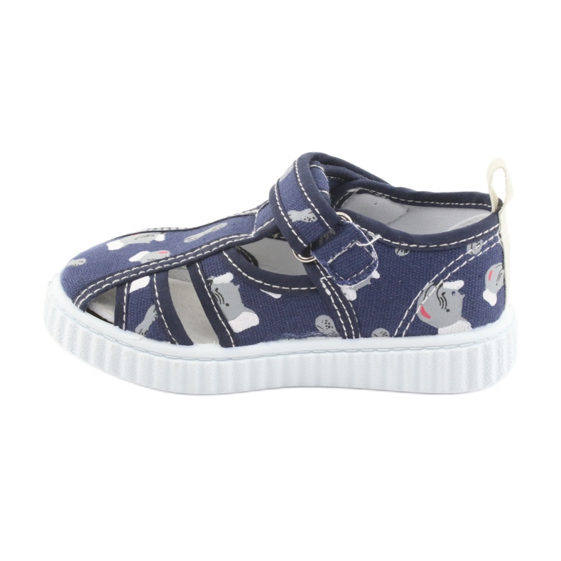 Pantofi pentru copii American Club bleumarin cu velcro TEN 27/19 alb albastru marin gri 2