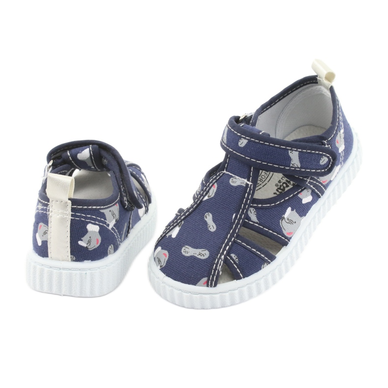 Pantofi pentru copii American Club bleumarin cu velcro TEN 27/19 alb albastru marin gri 4