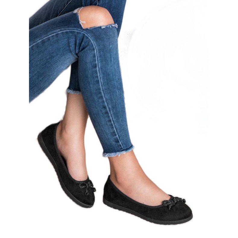 Comer Balerini din piele de căprioară negru 2