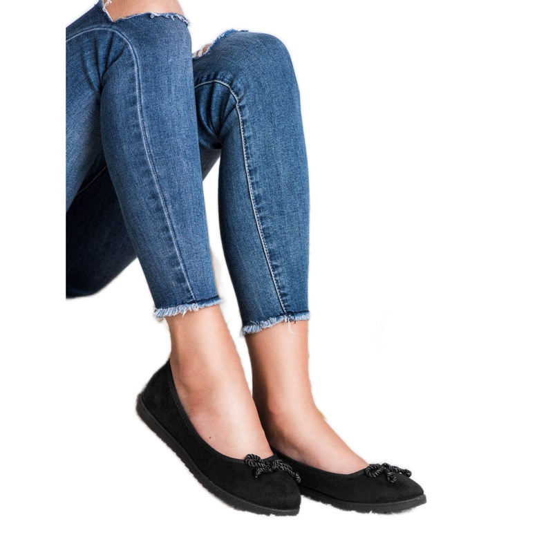 Comer Balerini din piele de căprioară negru 1