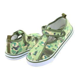 Pantofi pentru copii American Club cu velcro camo verde TEN 27/19 maro gri 4