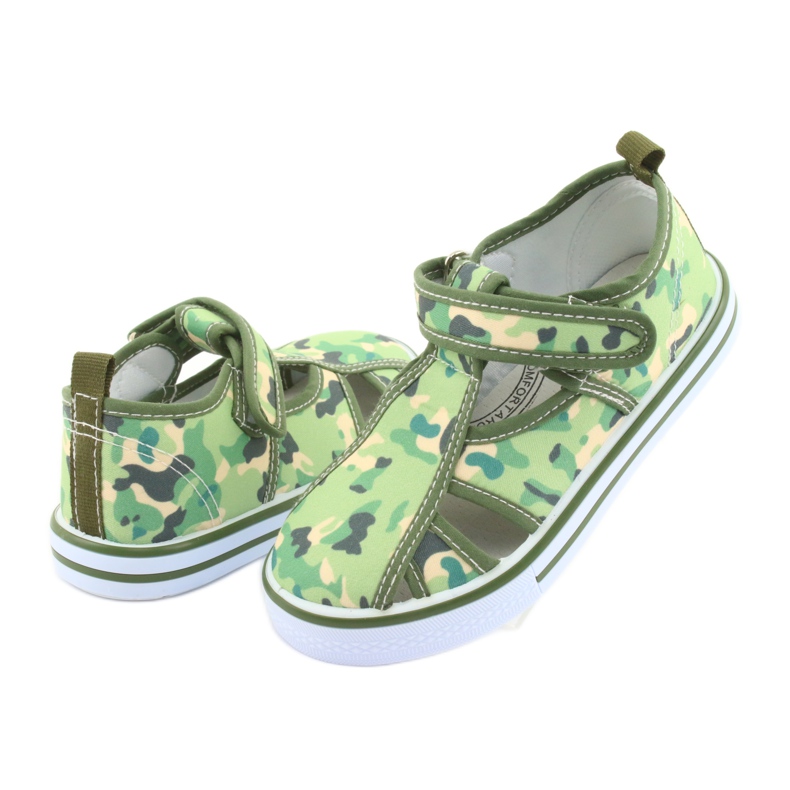 Pantofi pentru copii American Club cu velcro camo verde TEN 27/19 maro gri 4