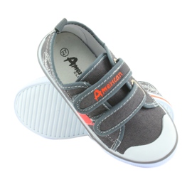 Adidași din blugi gri American Club cu velcro alb portocale 3 Adidași din blugi gri American Club cu velcro alb portocale 3