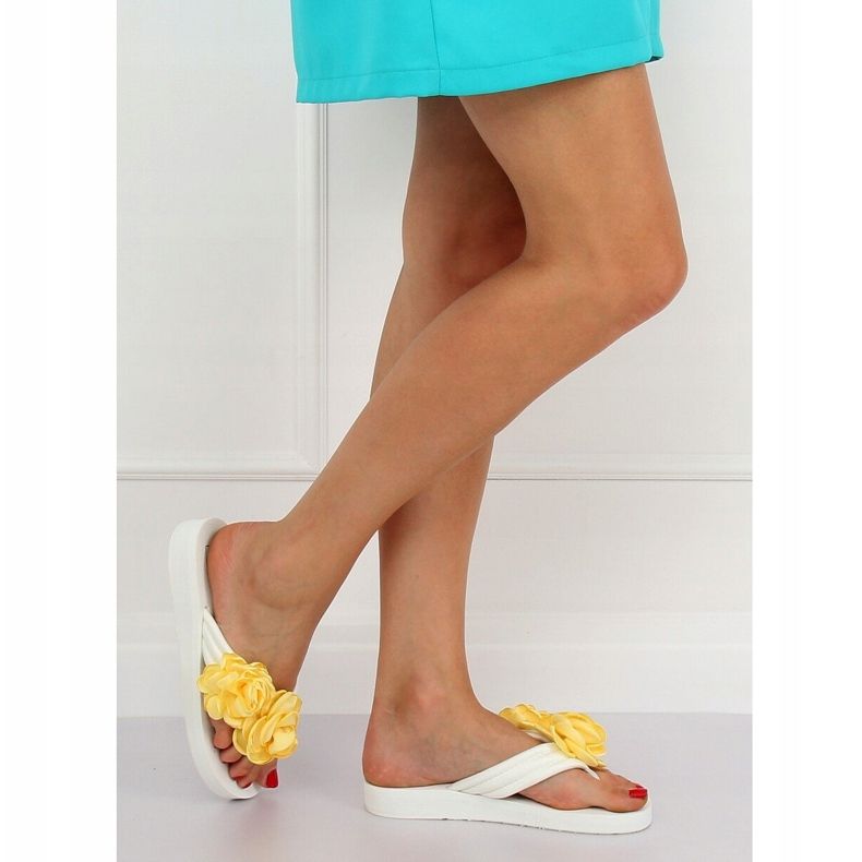 Flip-flops albe TS-33 White galben 2