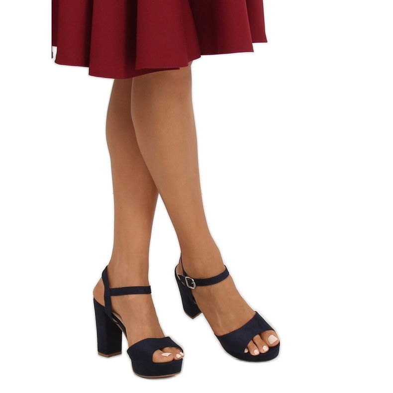 Sandale pe platforma YL96095 Navy albastru marin 2