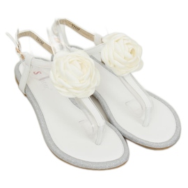 Flip-flops cu o floare alb T314P Alb 3