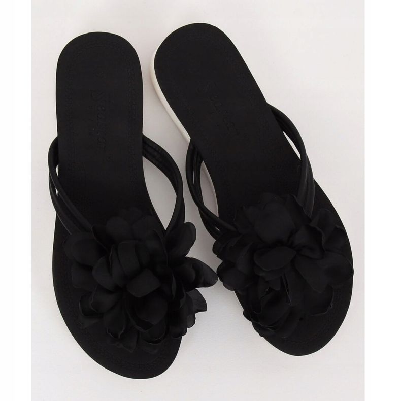 Flip-flops negri cu o floare CK103 Black negru 1 Flip-flops negri cu o floare CK103 Black negru 1