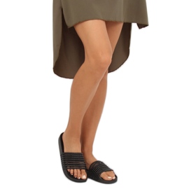 G301 negru Papuci negri cu margele 2