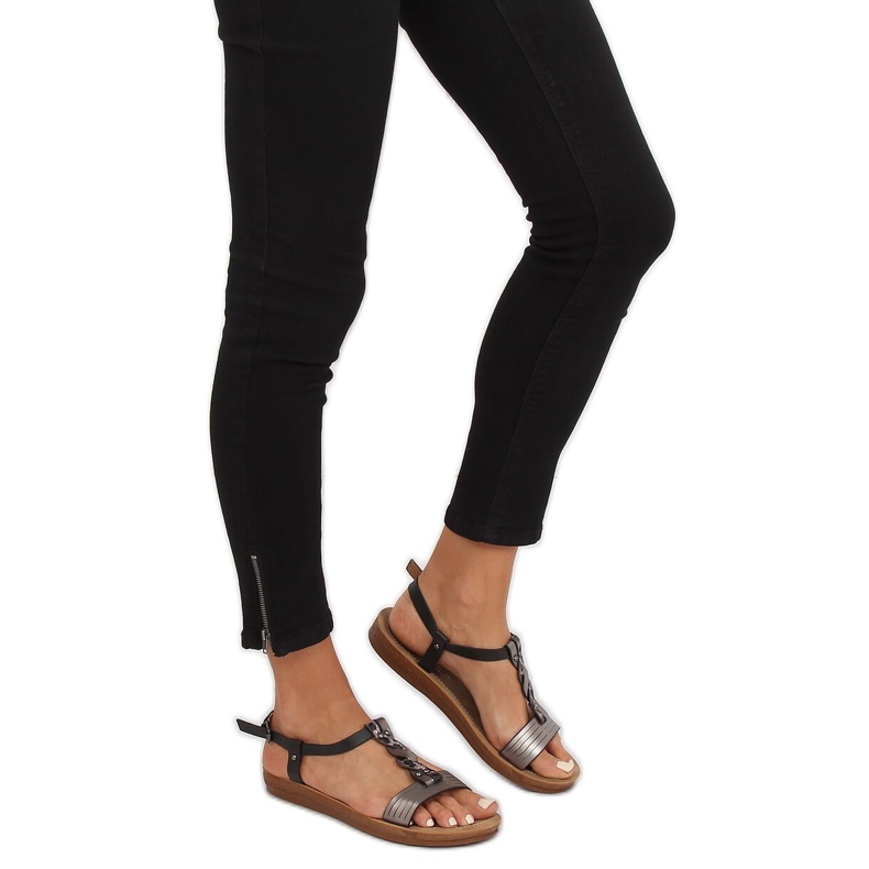 Sandale de damă negre TS-7 Negre negru gri 2