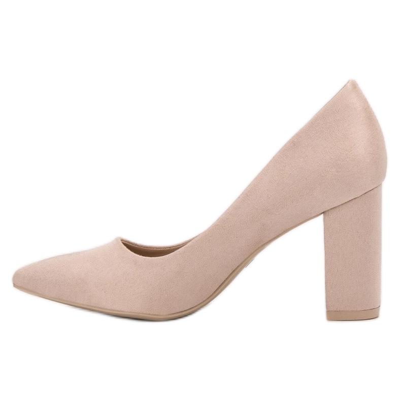 Diamantique Pompele din piele intoarsa bej 1