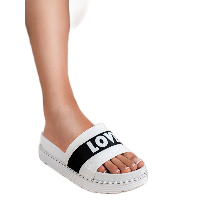 Erynn Iubesc papucii din piele intoarsa alb 2