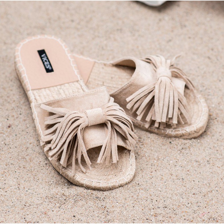 VICES Papuci cu franjuri maro 1