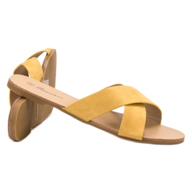 Primavera Papuci plat confortabili galben 2