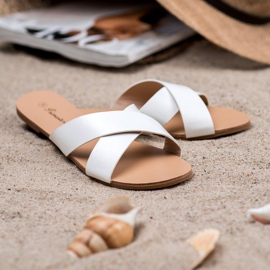 Primavera Papuci plat confortabili alb 2 Primavera Papuci plat confortabili alb 2