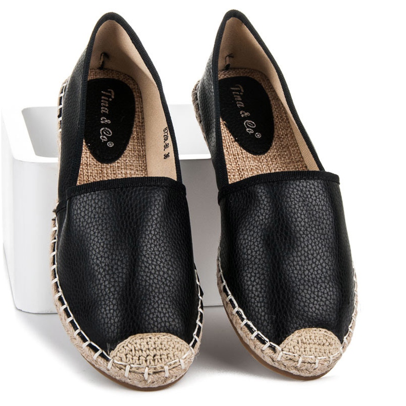 Tina&Co Espadrile slip-on cu piele ecologică negru 1 Tina&Co Espadrile slip-on cu piele ecologică negru 1