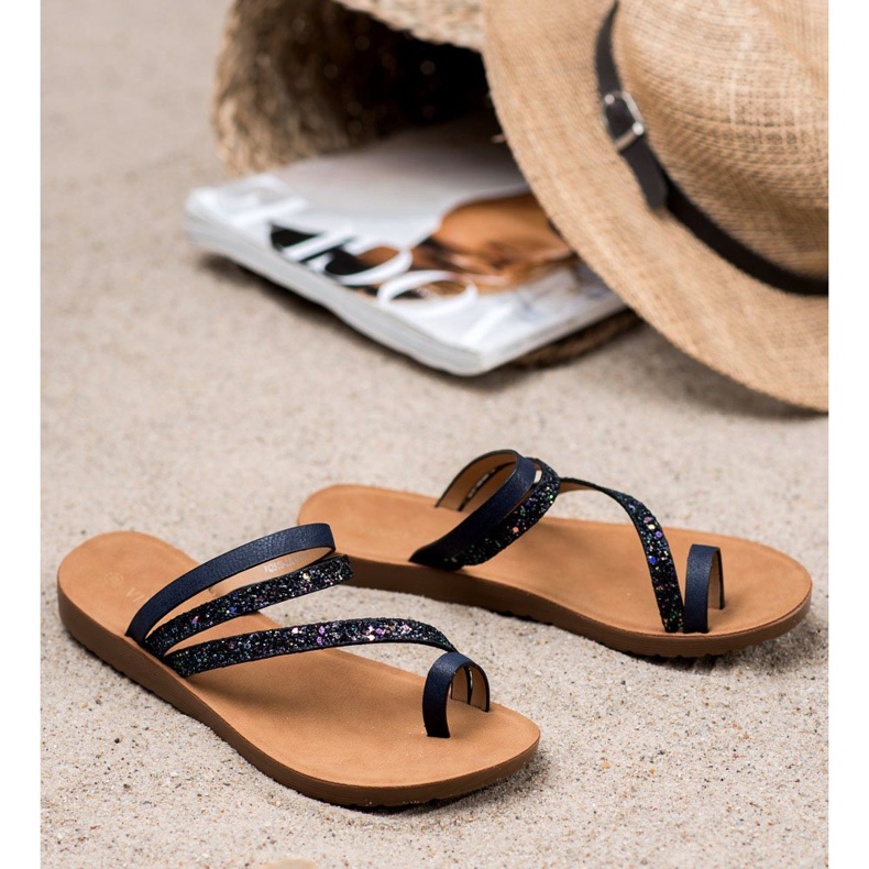 Vinceza Flip Flops Cu Sclipici negru 2