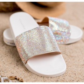 Sweet Shoes Papuci Cu Cristale alb gri 1