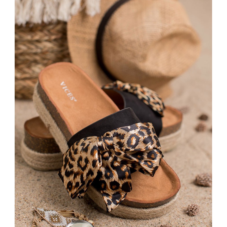 Vices Papuci la modă cu imprimeu animal negru 2 Vices Papuci la modă cu imprimeu animal negru 2