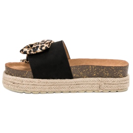 Vices Papuci la modă cu imprimeu animal negru 1 Vices Papuci la modă cu imprimeu animal negru 1