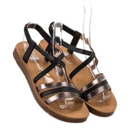 Super Mode Sandale slip-on la modă negru 4