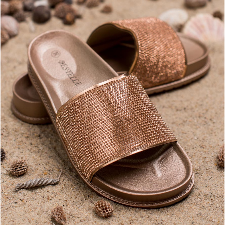 Bestelle Papuci din cauciuc cu zirconiu cubic galben 2