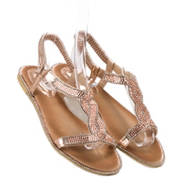 SHELOVET Sandale decorate cu bandă de cauciuc roz 2