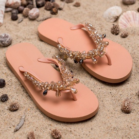 SHELOVET Flip-flops din cauciuc cu ornamente galben 1