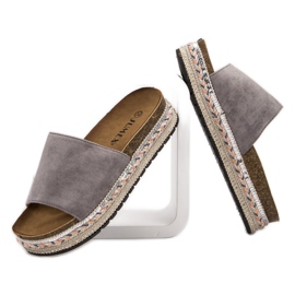 Jumex Papuci Decorati Pe Platforma gri 1