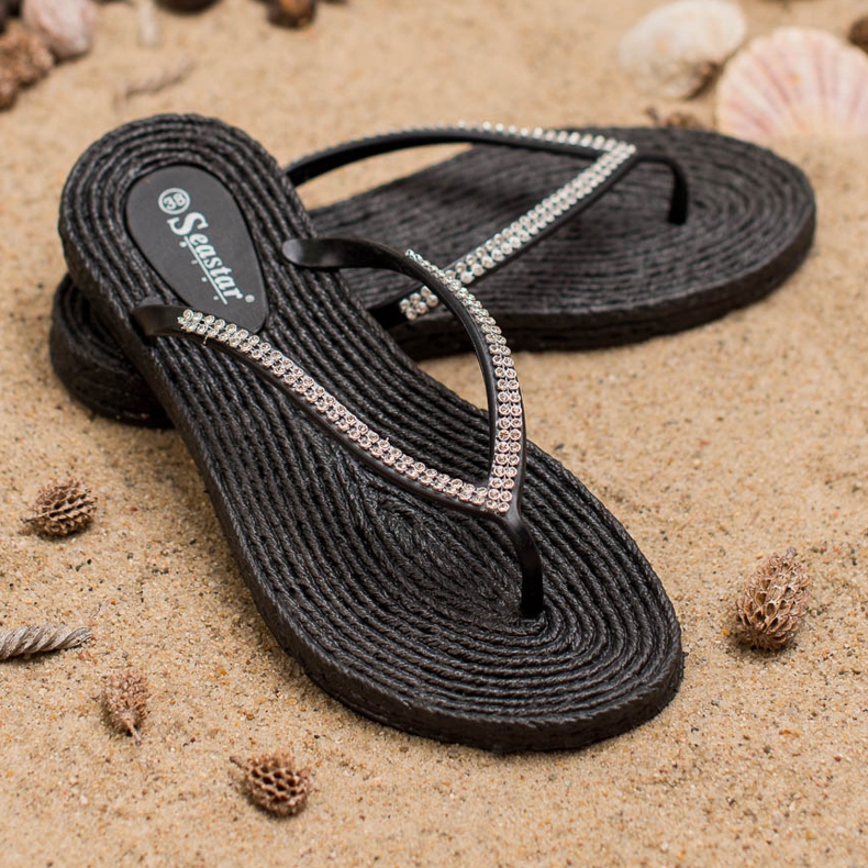 Seastar Flip-flops Cu zirconiu cubic negru 1