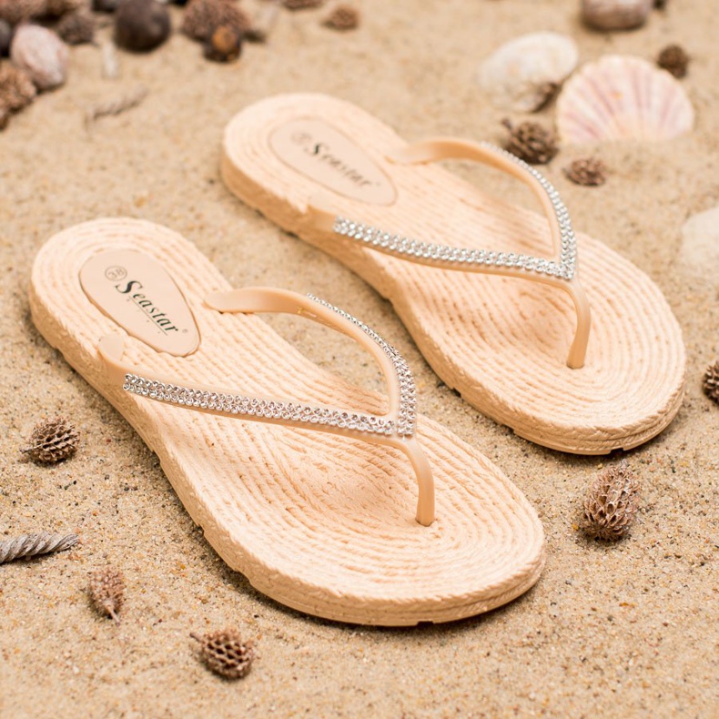 Seastar Flip-flops Cu zirconiu cubic maro 2