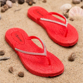 Seastar Flip-flops Cu zirconiu cubic roșu 3