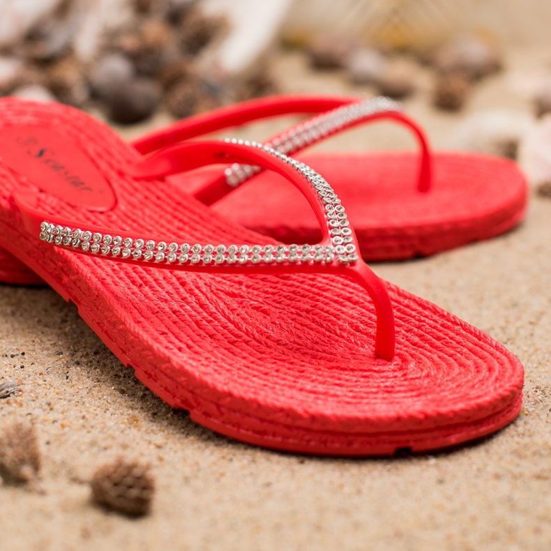 Seastar Flip-flops Cu zirconiu cubic roșu 1