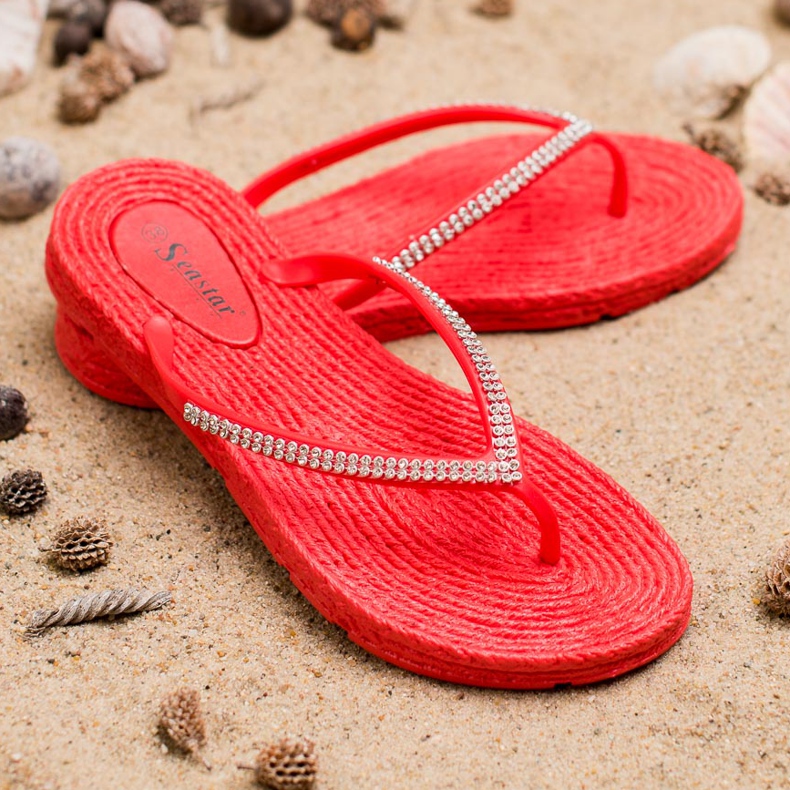 Seastar Flip-flops Cu zirconiu cubic roșu 2