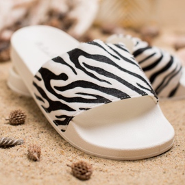 SHELOVET Papuci sport din piele de căprioară alb negru 2