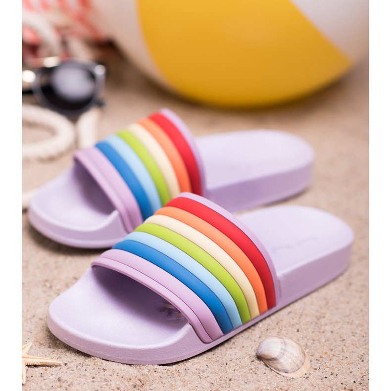 Sweet Shoes Flip Flops din cauciuc colorat violet multicolor 1 Sweet Shoes Flip Flops din cauciuc colorat violet multicolor 1