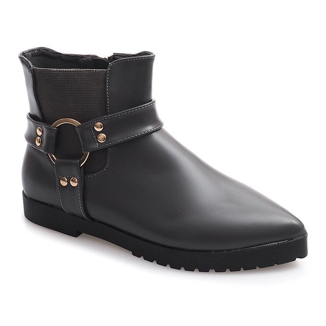 Cizme elegante calde cu cataramă HW14 Gri 2