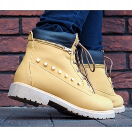 Trappers calzi cu ornamente A06 Camel maro 9
