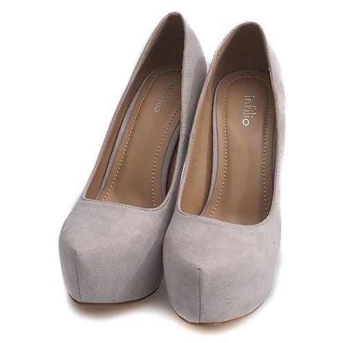 Tocuri din piele de căprioară pe platforma gri LE107A 1