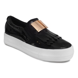Adidași lăcuți pe pană S-1 Negru 2