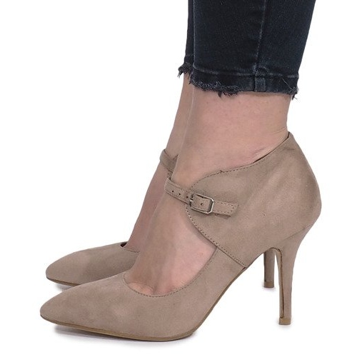 Cizme kaki pe un toc Thérèse bej 1