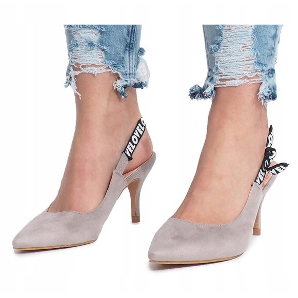 Sandale cu toc înalt gri de la Love Paris 1