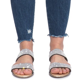 Sandale plate negre cu diamante Indulge negru 1