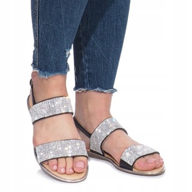 Sandale plate negre cu diamante Indulge negru 2