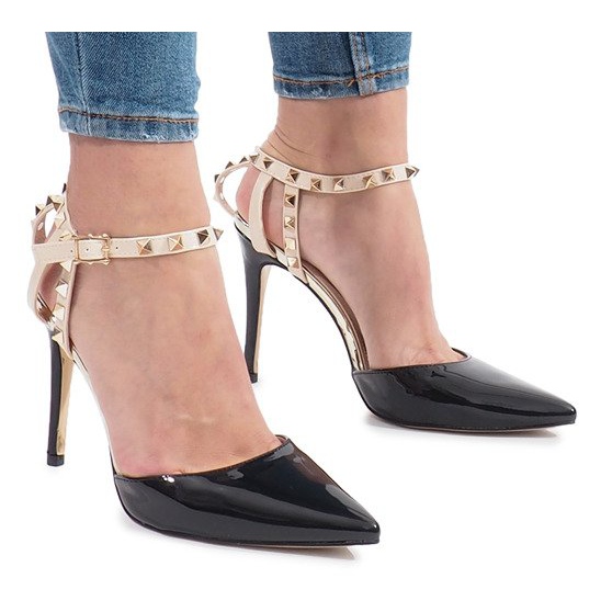 Tocuri lăcuite negre cu știfturi Behati negru multicolor galben 2