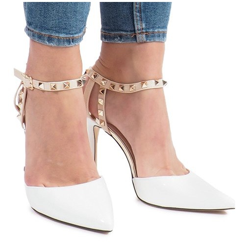 Tocuri lăcuite albe cu știfturi Behati galben 2