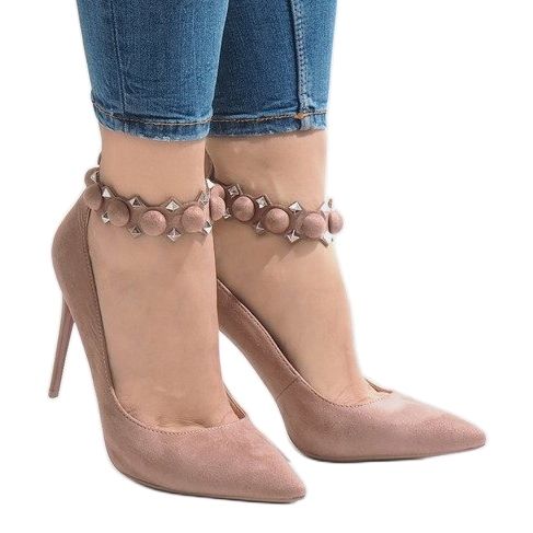 Sandale roz cu toc înalt LE033P 2