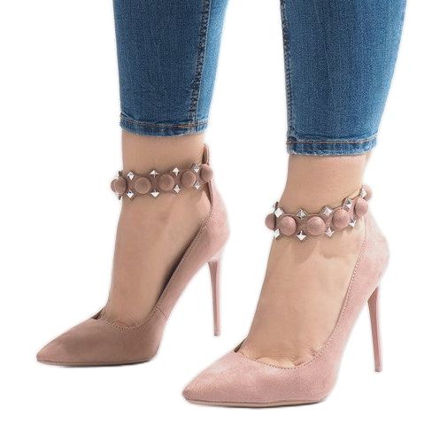 Sandale roz cu toc înalt LE033P 1