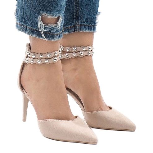 Sandale bej cu toc înalt B-51 2