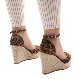 Sandale cu toc leopard espadrile GOM1 multicolor 2